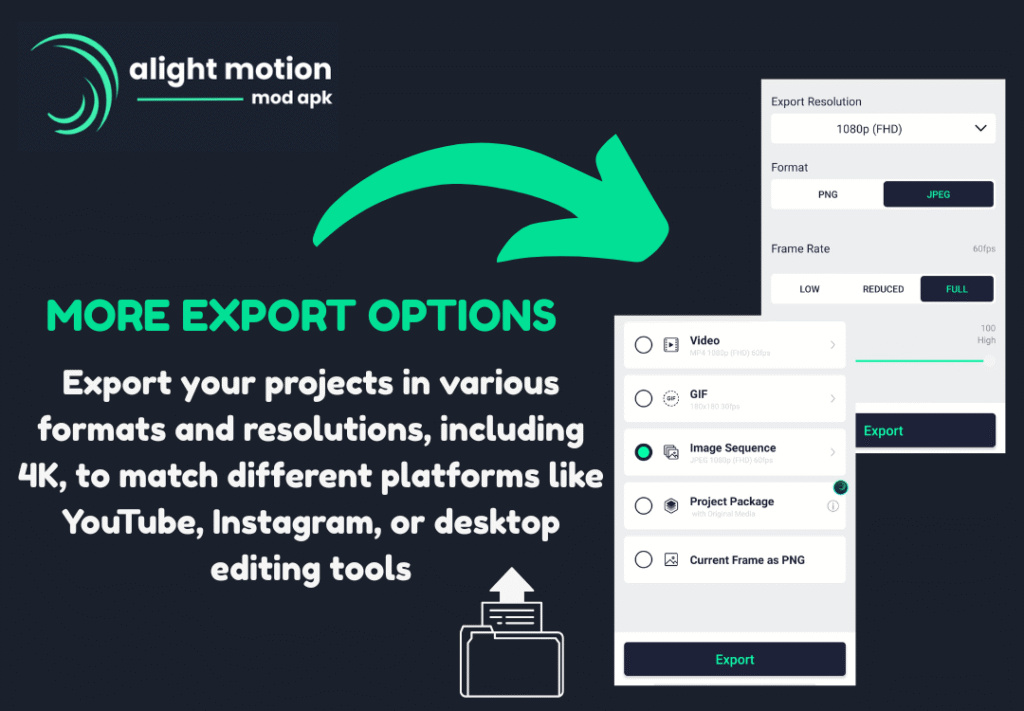 ALIGHT MOTION MOD APK EXPORT OPTIONS
